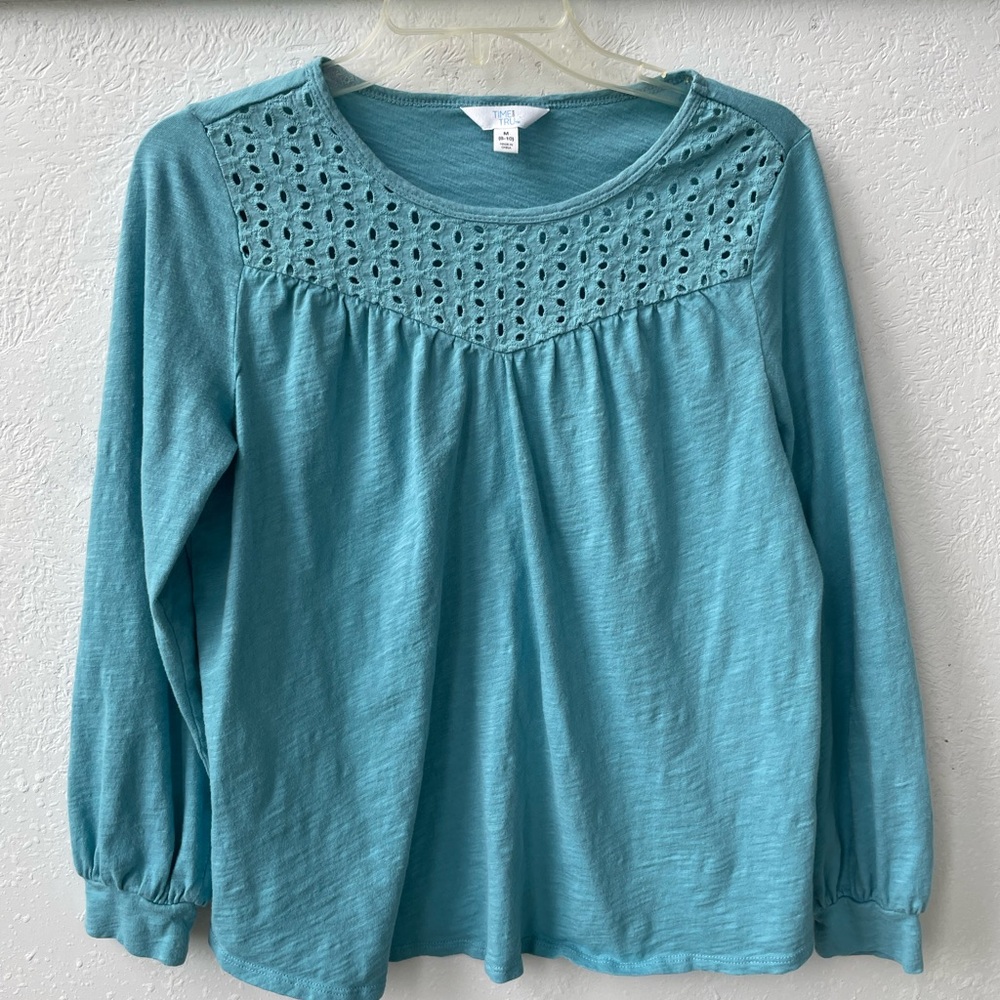 Old Navy Turquoise Embroidered long Sleeve Blouse